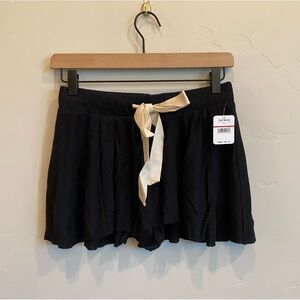FREE PEOPLE Black Lightweight Textured Lounge Shorts